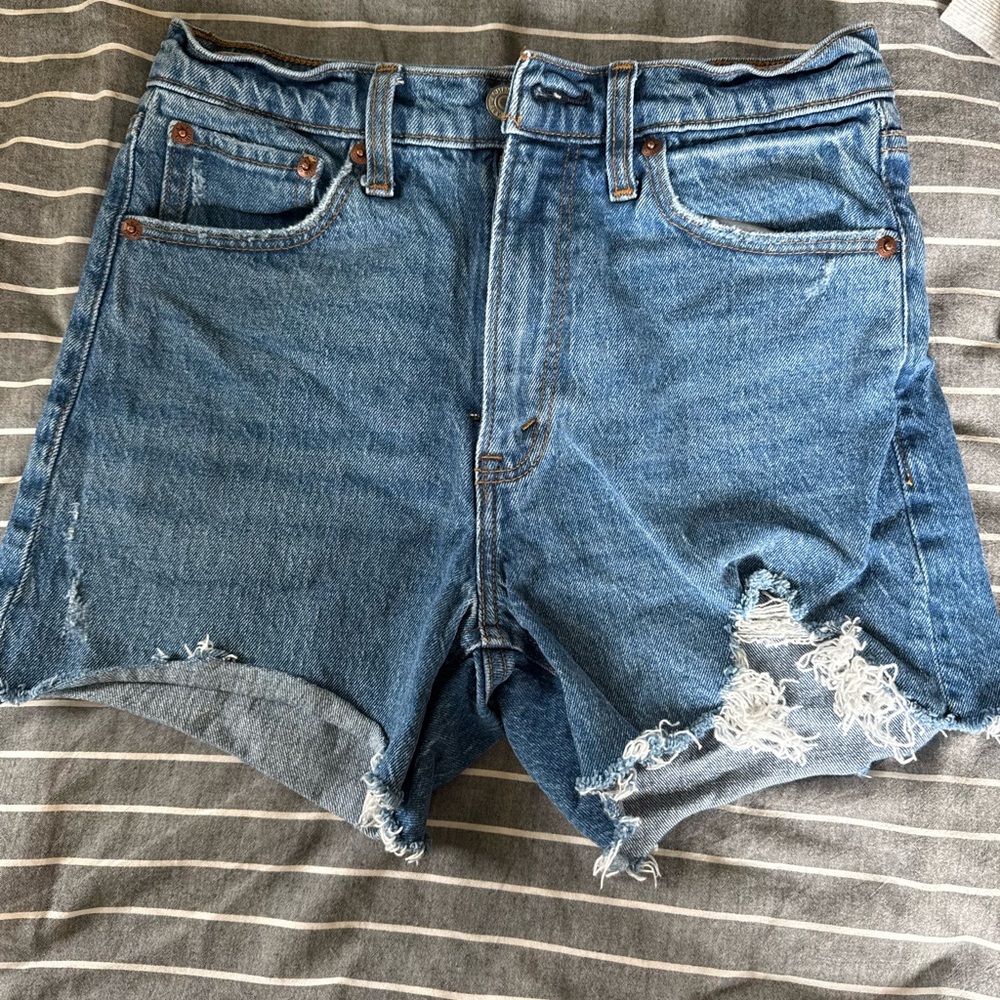 Abercrombie High Rise Denim Distressed Women Shorts